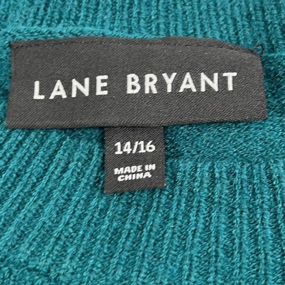 Lane Bryant Dark Teal Crew Neck Sweater Textured Bubble Sleeve 14/16 Mermaidcore - Picture 9 of 16